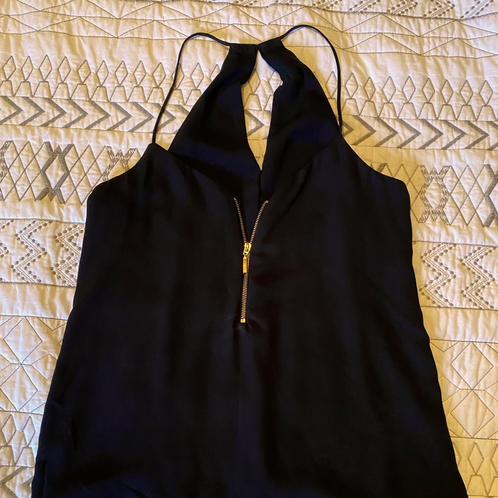 Black double layer front zip express tank